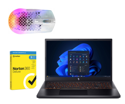 Laptop Acer Nitro V15 Ryzen 7-7445HS/16GB/512/Win11 RTX4050 165Hz Zestaw